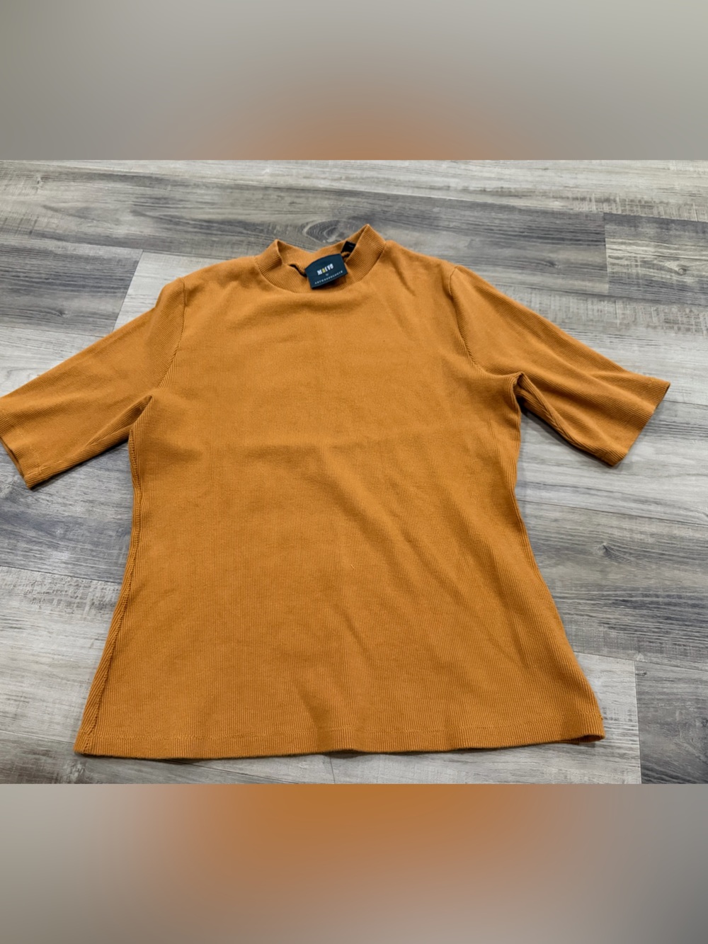 Anthropologie Maeve Camel Brown Ribbed Short Sleeve Top